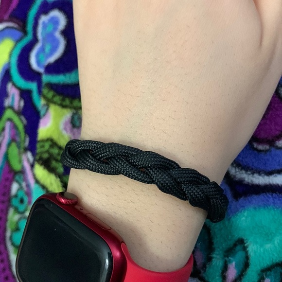 Black Paracord Braided Bracelet and Ring - Picture 4 of 12